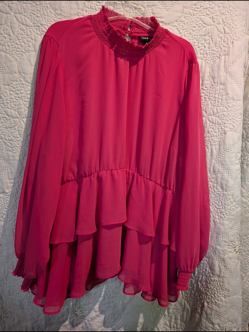 Torrid Fuchsia Ruffle Peplum Blouse